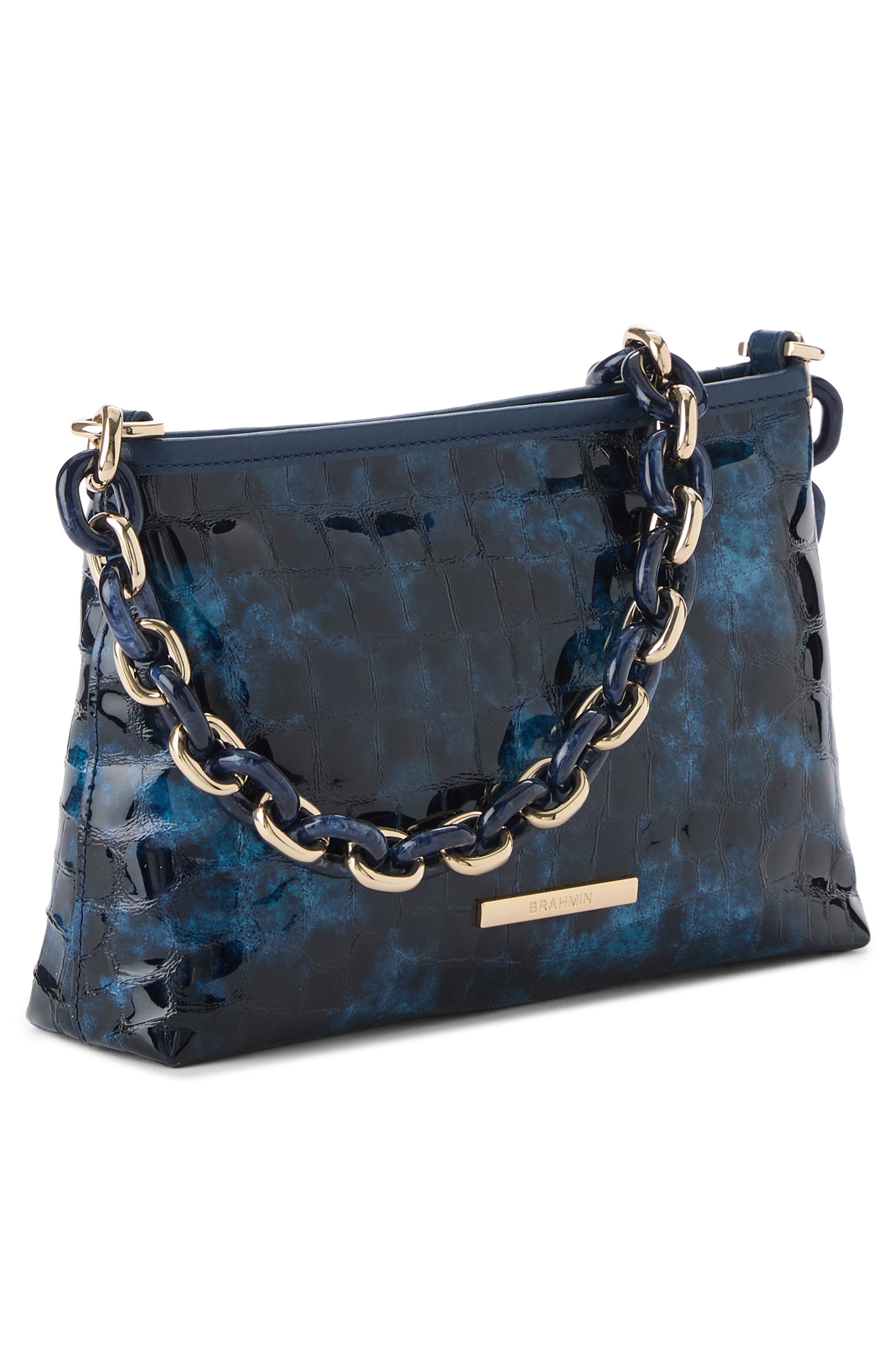 Brahmin Mod Lorelei Croc Embossed Leather Shoulder Bag, Alternate, color, Ultramarine