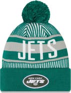 New Era Men's New Era Green New York Jets Striped Cuffed Knit Hat with Pom