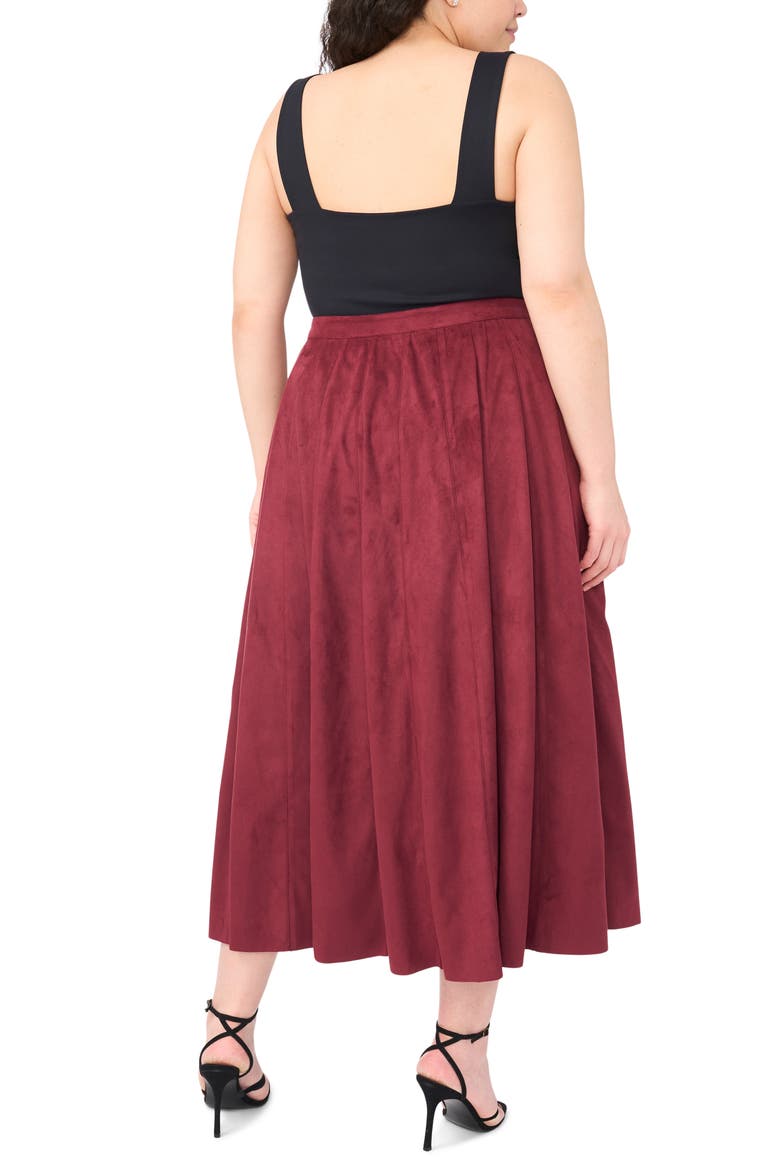 Panelled Pintuck Faux Suede Midi Skirt, Alternate, color, WINTERBERRY