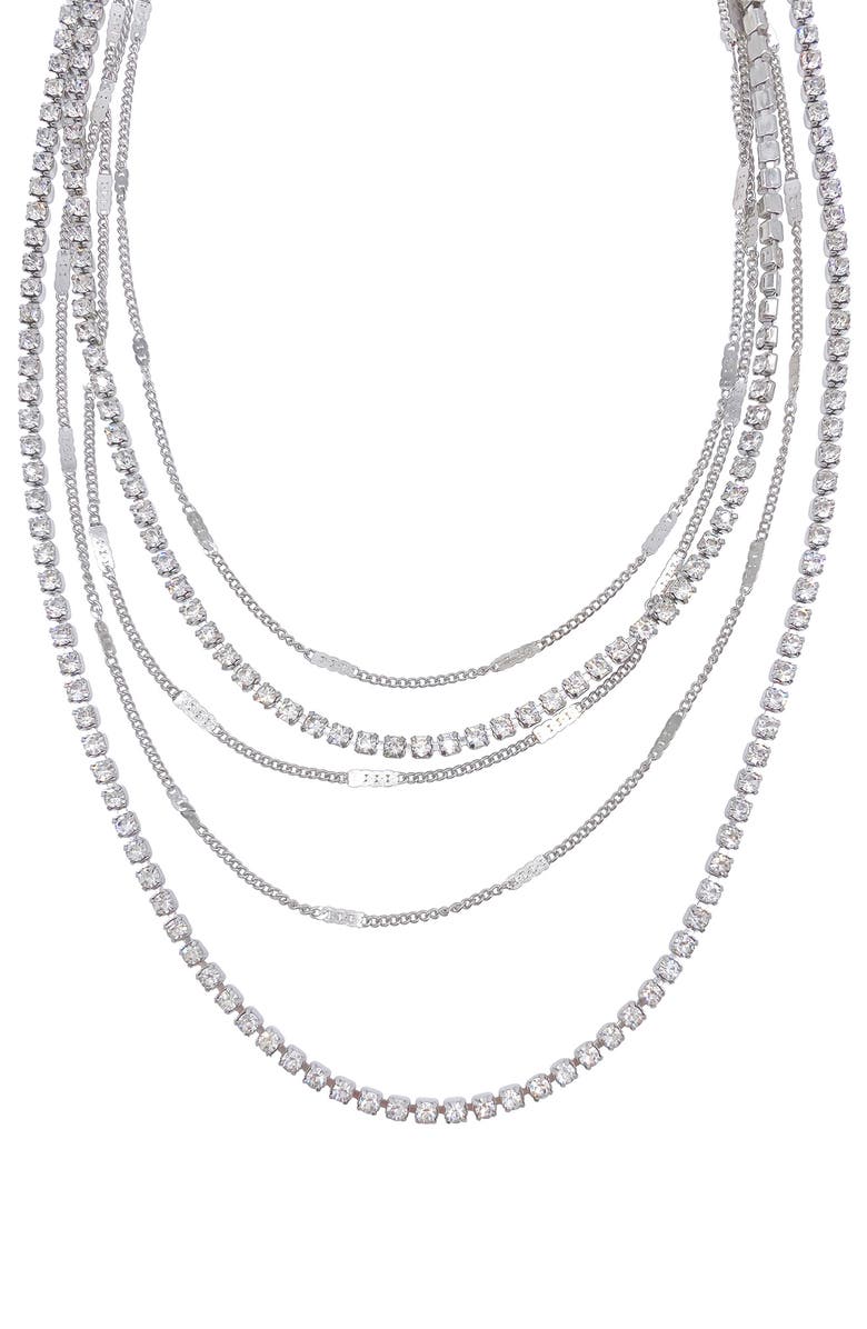 Adornia Set of 2 Rhodium Plated Layered Tennis Necklaces, Alternate, color, Silver