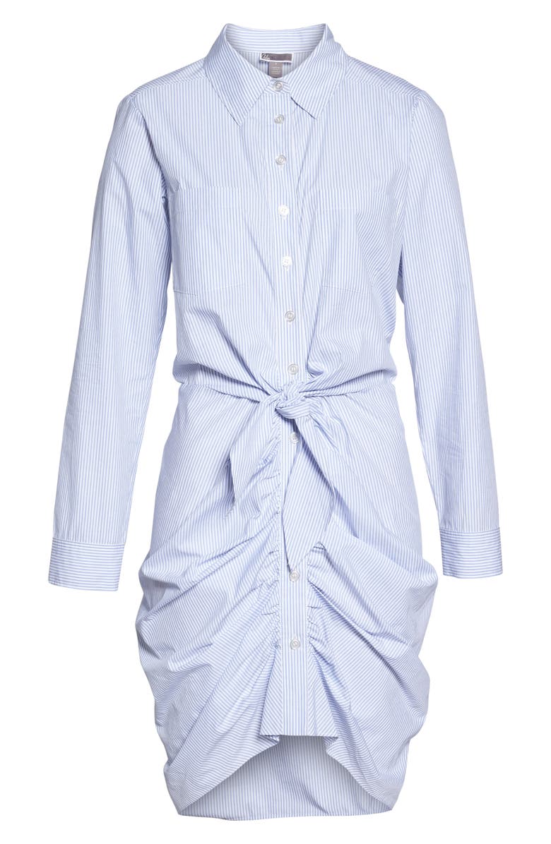 Chelsea28 Ruched Tie Waist Shirtdress, Alternate, color, Blue/ White Stripe