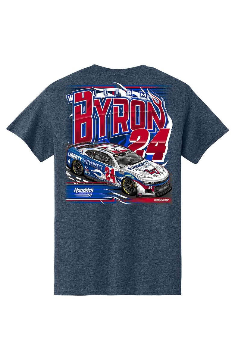 HENDRICK MOTORSPORTS TEAM COLLECTION Men's Hendrick Motorsports Team Collection  Heather Navy William Byron Liberty University Car T-Shirt, Alternate, color, Heather Navy