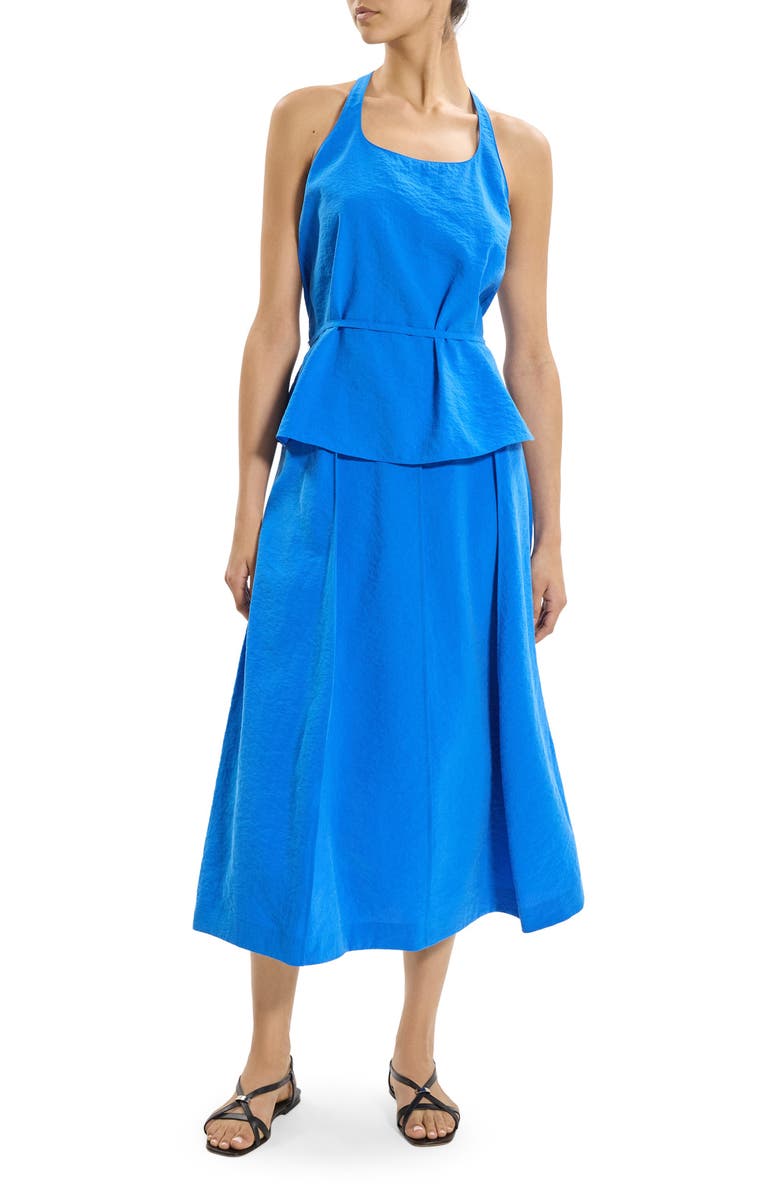 Theory Belted Silk Blend Top, Alternate, color, Jewel Blue