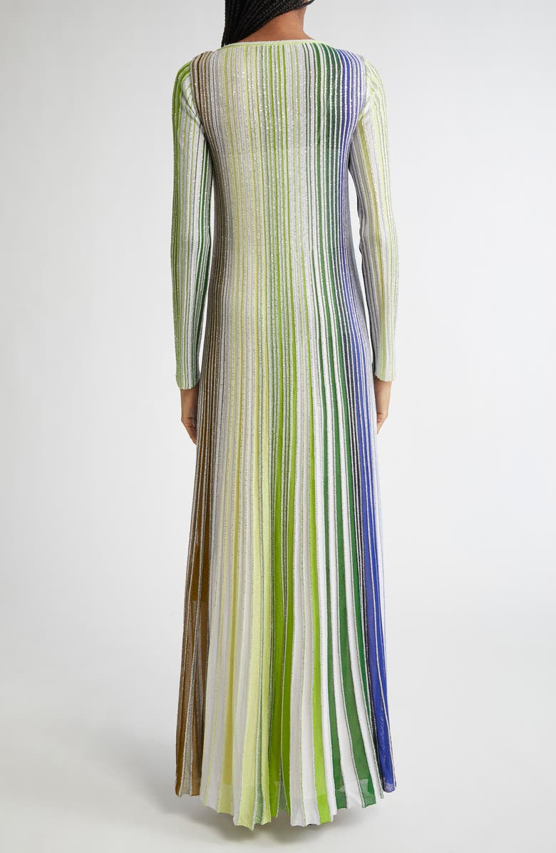 Missoni Metallic Stripe Sequin Long Sleeve Sweater Dress, Alternate, color, Green/ White/ Blue