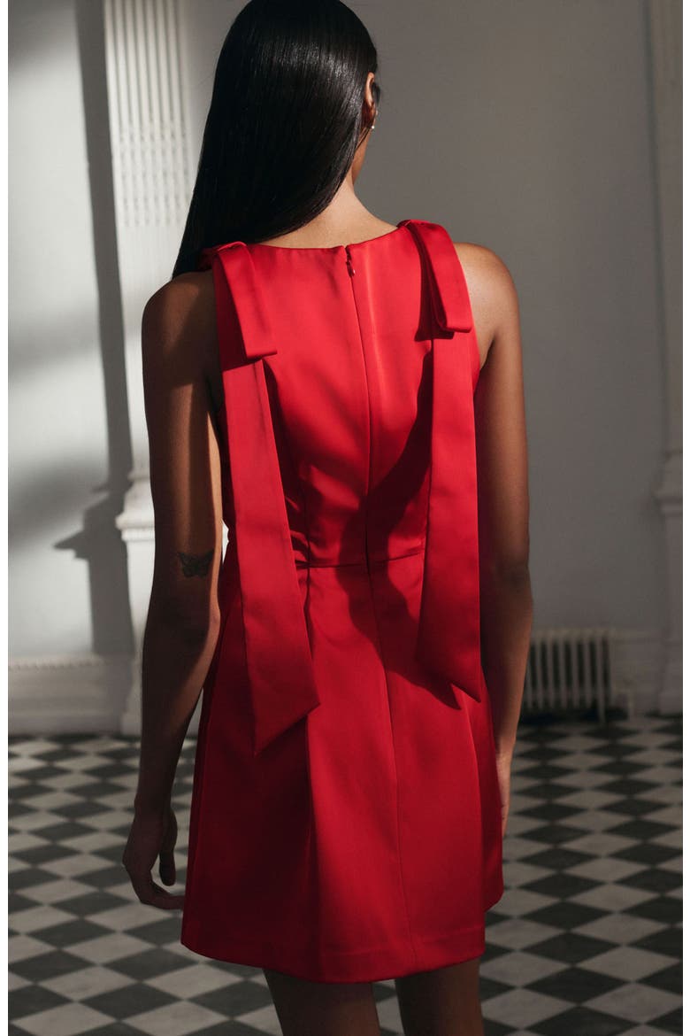 Satin Tie Detail Minidress, Alternate, color, RED