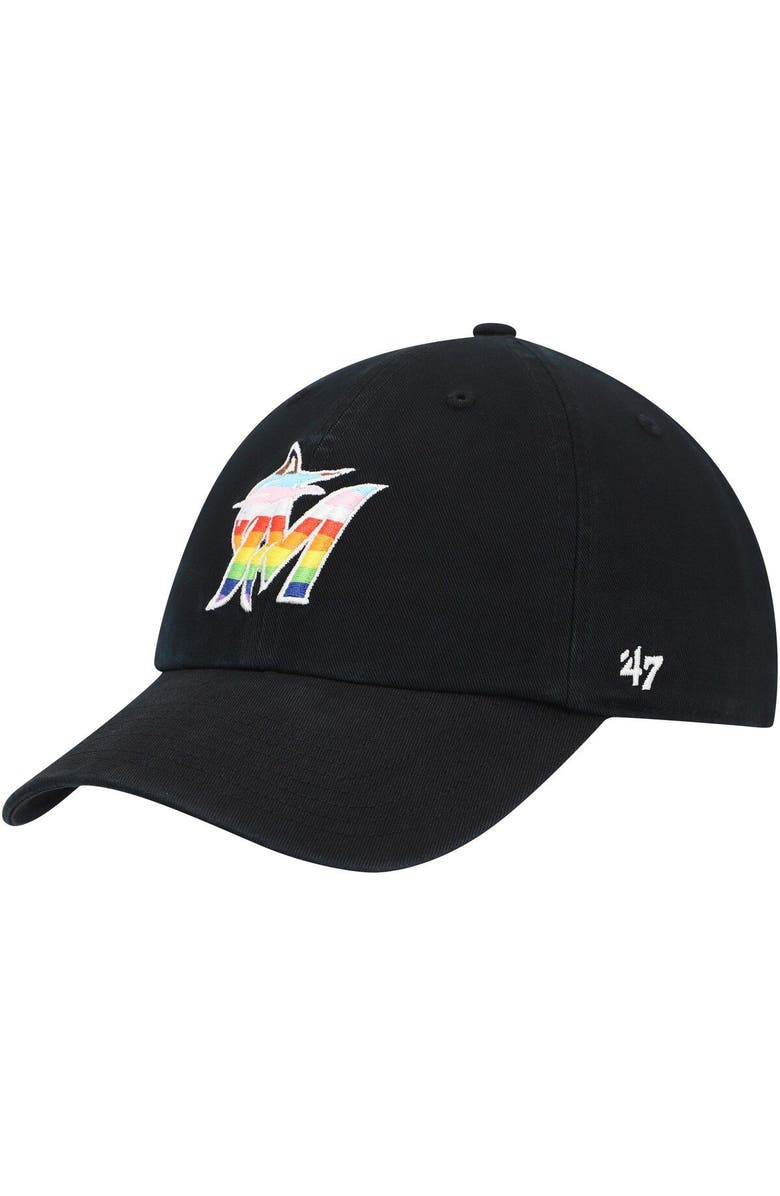 '47 Men's '47  Black Miami Marlins Team Pride Clean Up Adjustable Hat, Main, color, Black