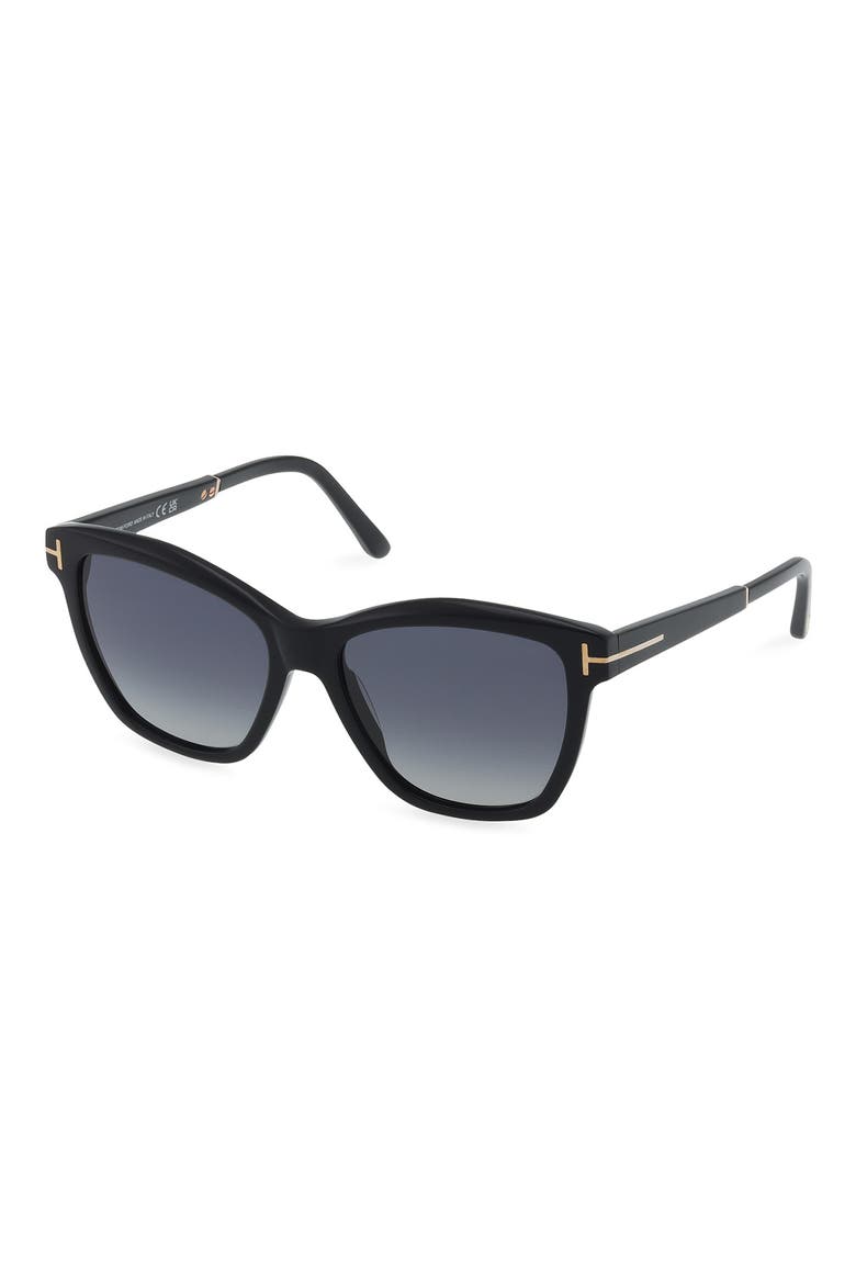 Lucia 54mm Polarized Square Sunglasses, Alternate, color, SHINY BLACK / POLARIZED SMOKE