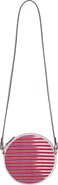 K'ai & Vrosi Genuine Leather & Striped Fabric Pattern Crossbody Bag
