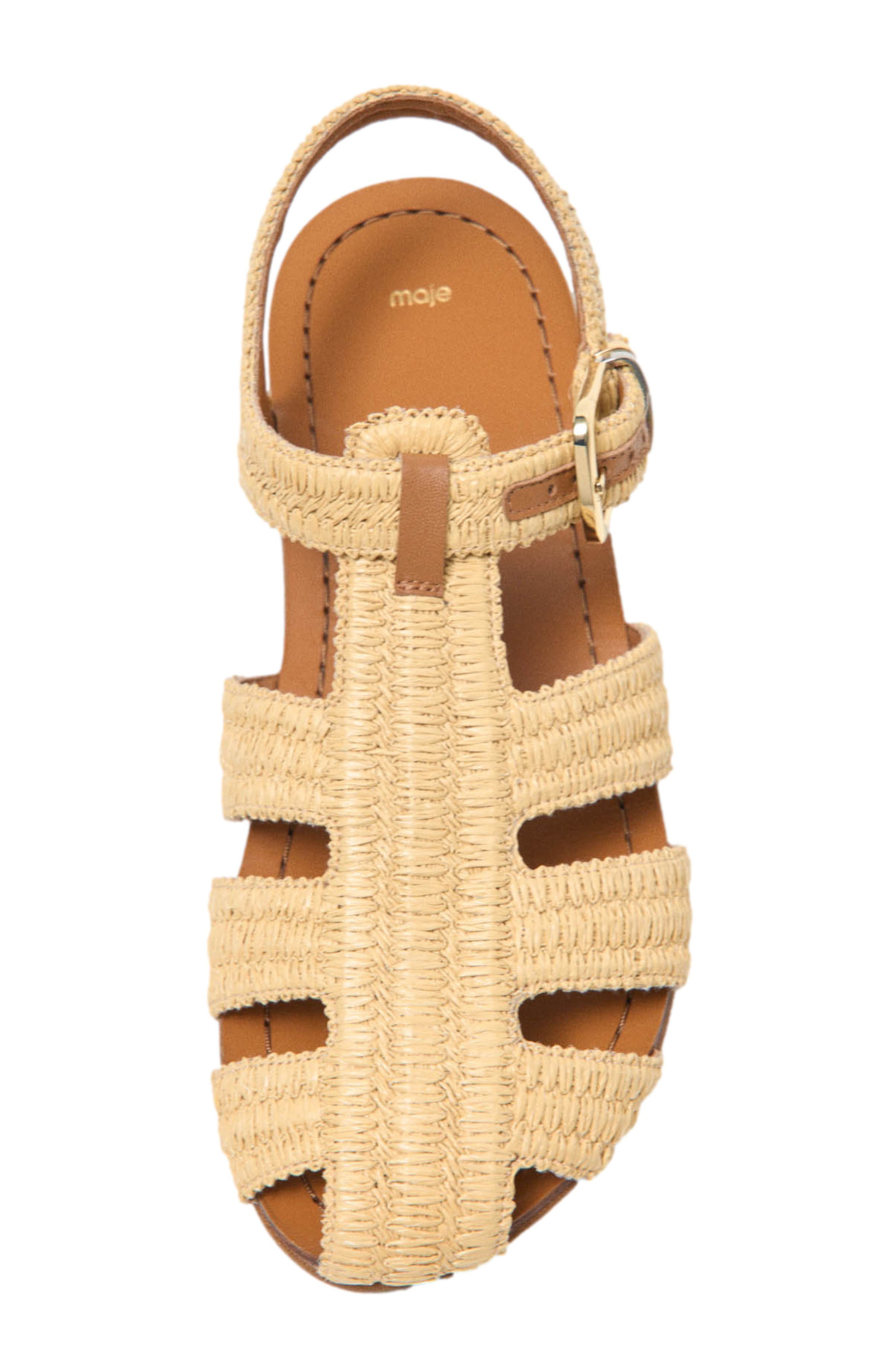 maje Flat strap sandals, Alternate, color, Beige