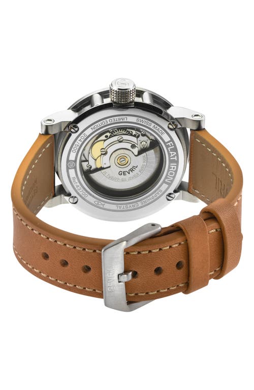 Gevril Flat Iron Limited Edition Leather Strap Watch, 42mm In Brown