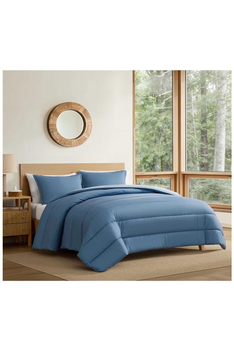Huntley Plaid Reversible Microfiber Comforter Set, Alternate, color, MEDIUM / DARK BLUE