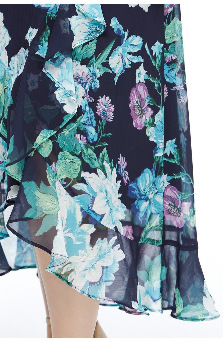 London Times Floral Print Ruffle Hem Chiffon Maxi Dress, Alternate, color,