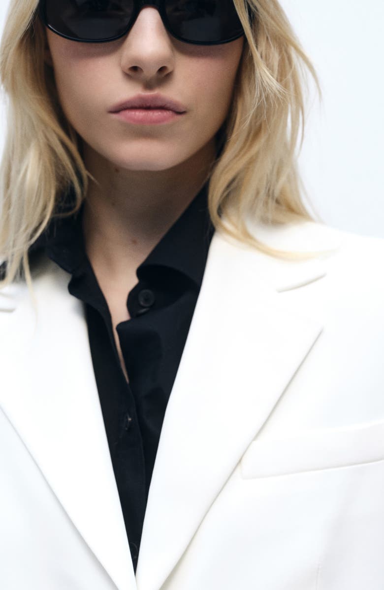 MANGO Straight Button Suit Blazer, Alternate, color, White