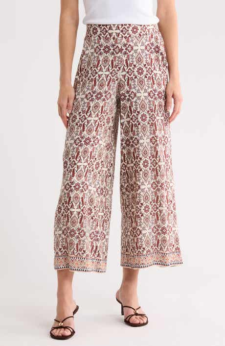 Wide Leg Pull-On Crop Pants