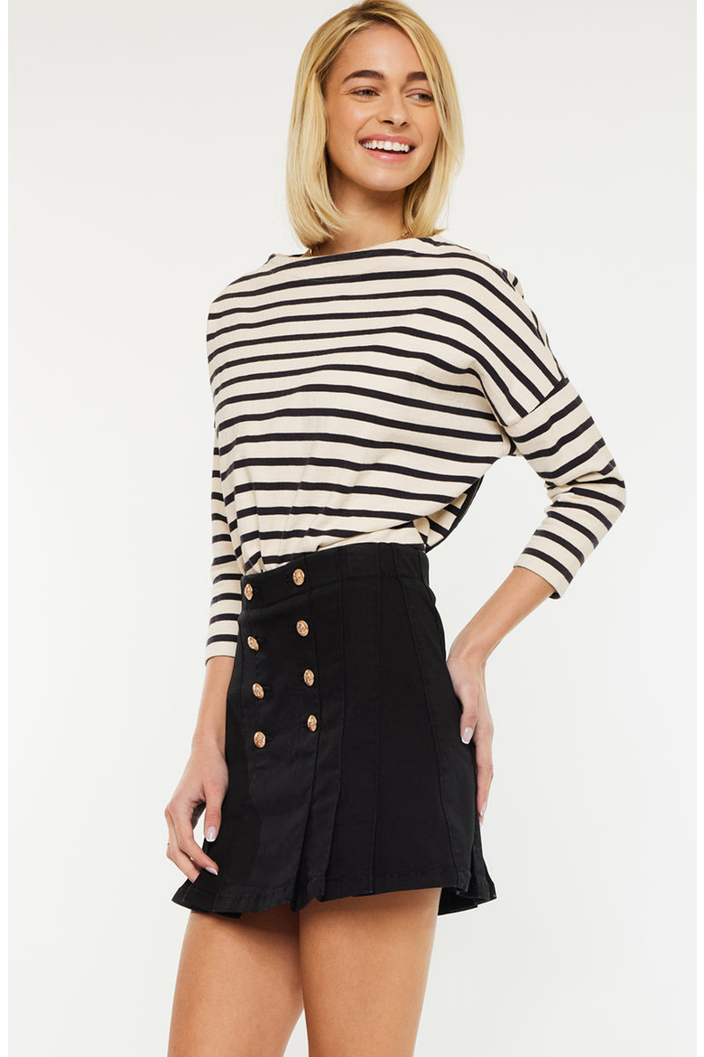 Irene High Rise Pleated Mini Skort, Alternate, color, Black