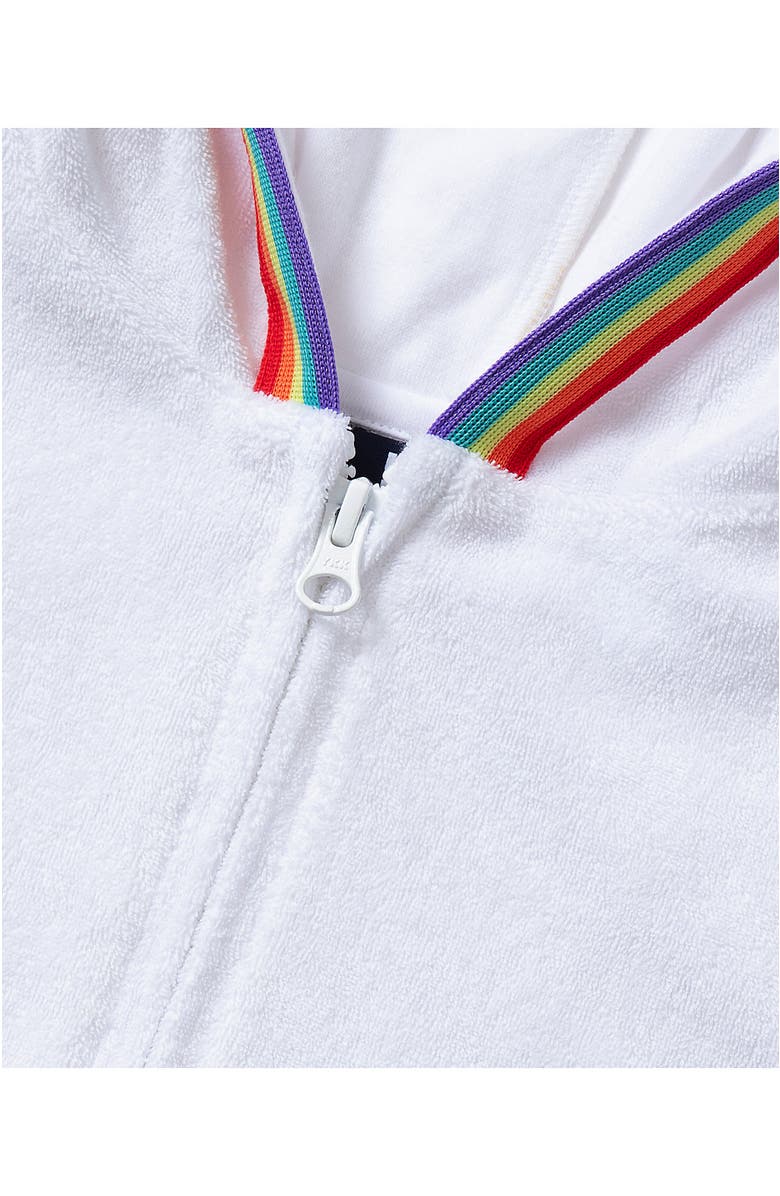 Lands' End Girls Slim Chlorine Resistant Sporty Hi-Neck Racer Back One Piece Swimsuit, Alternate, color, White