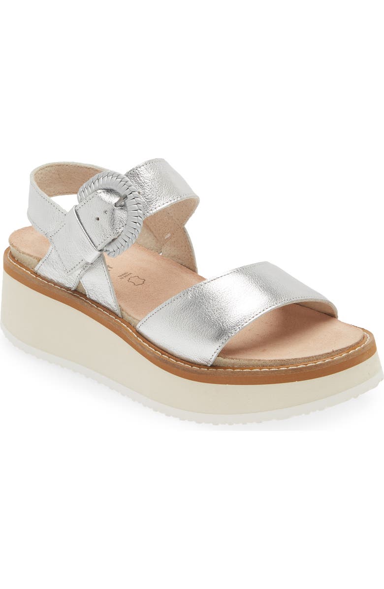 Naot Crepe Platform Sandal, Main, color, Soft Silver Leather