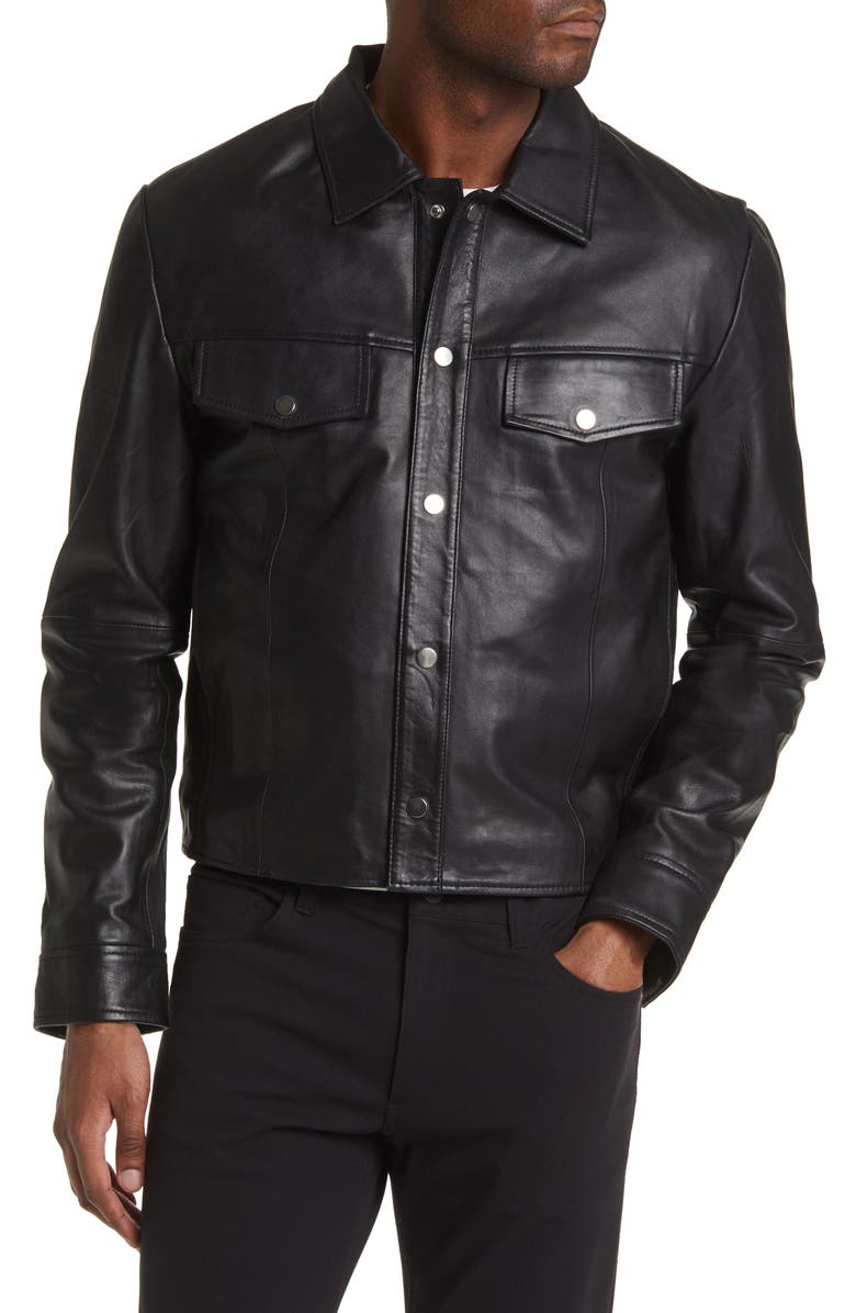 Deadwood Frankie Recycled Leather Shirt Jacket, Alternate, color,