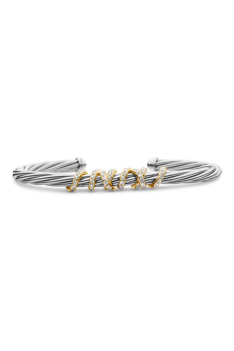 Helena Center Station Bracelet with Diamonds and 18K Gold, 4mm, Main, color, SILVER/ GOLD