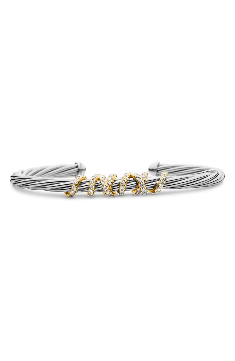David Yurman Helena Center Station Bracelet with Diamonds and 18K Gold, 4mm, Main, color,
