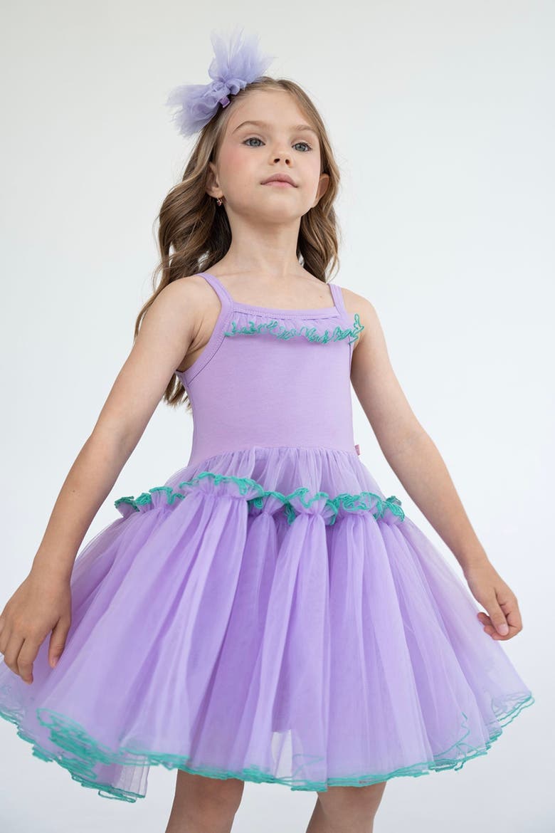 Aster Strappy Tulle Dress, Alternate, color, Purple Bloom