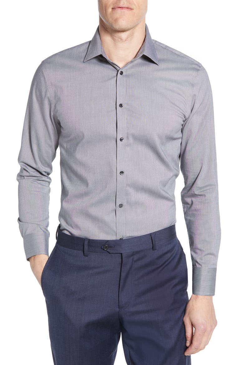 Extra Trim Fit Non-Iron Solid Dress Shirt, Main, color, GREY CASTLEROCK