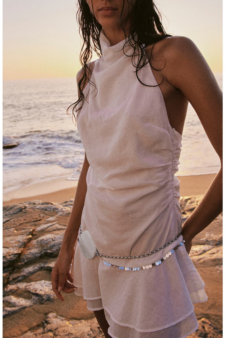 Ruffled Halter Neck Dress, Alternate, color, WHITE