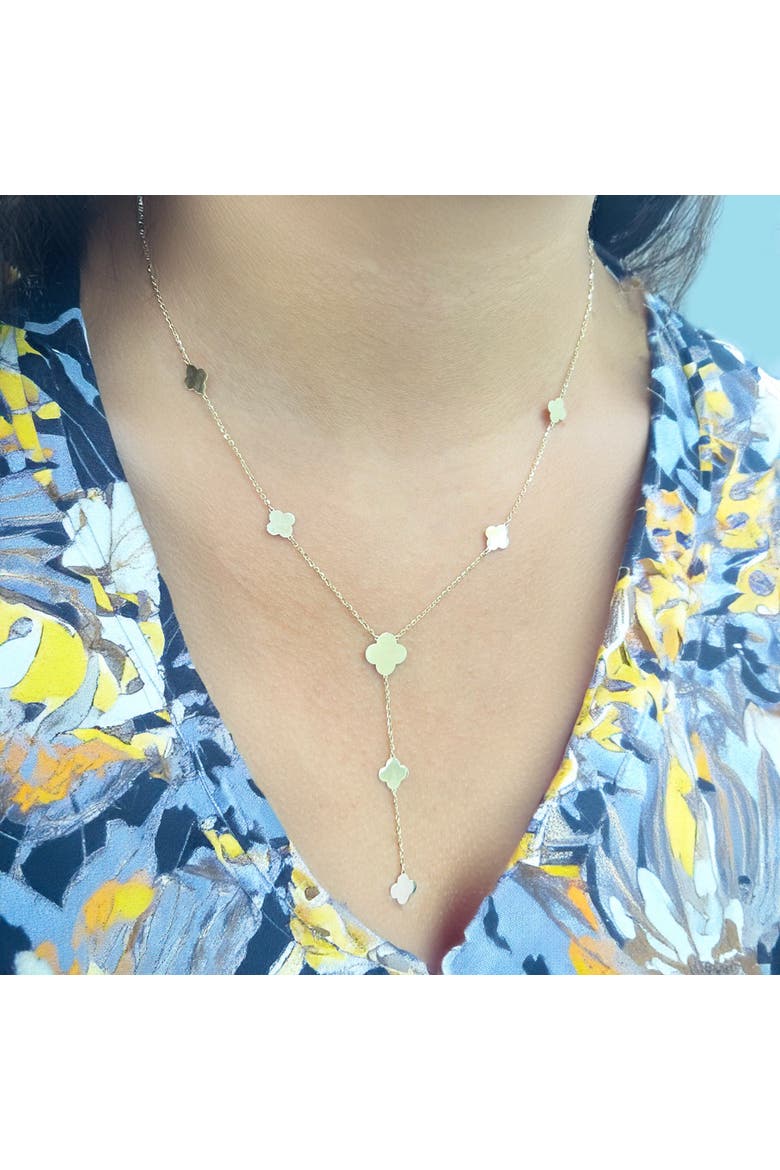 Gold Clover Station Lariat Necklace, Alternate, color, Gold