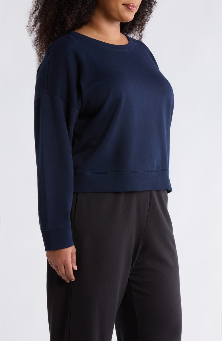 Eileen Fisher Crop Organic Cotton Sweatshirt, Alternate, color, Ink
