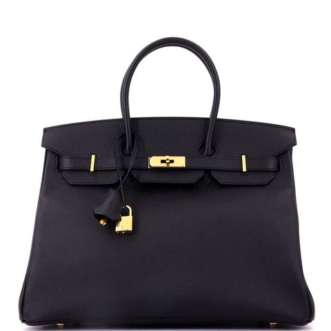 Birkin Handbag Black Epsom with Gold Hardware 35