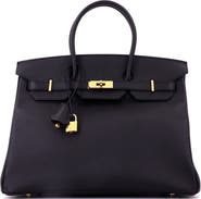 Pre-Owned Hermes Birkin Handbag Black Epsom with Gold Hardware 35