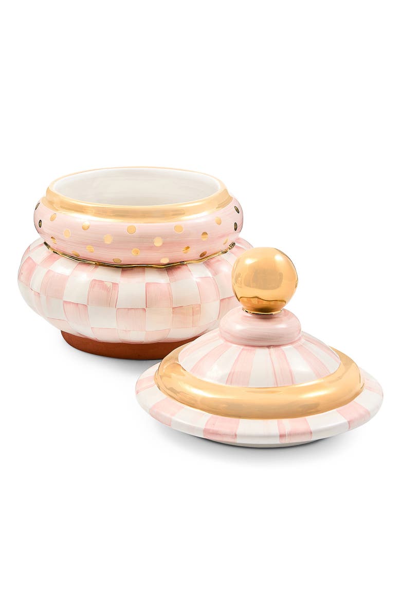 MACKENZIE CHILDS Rosy Check Ceramic Groovy Canister, Alternate, color, Rosy