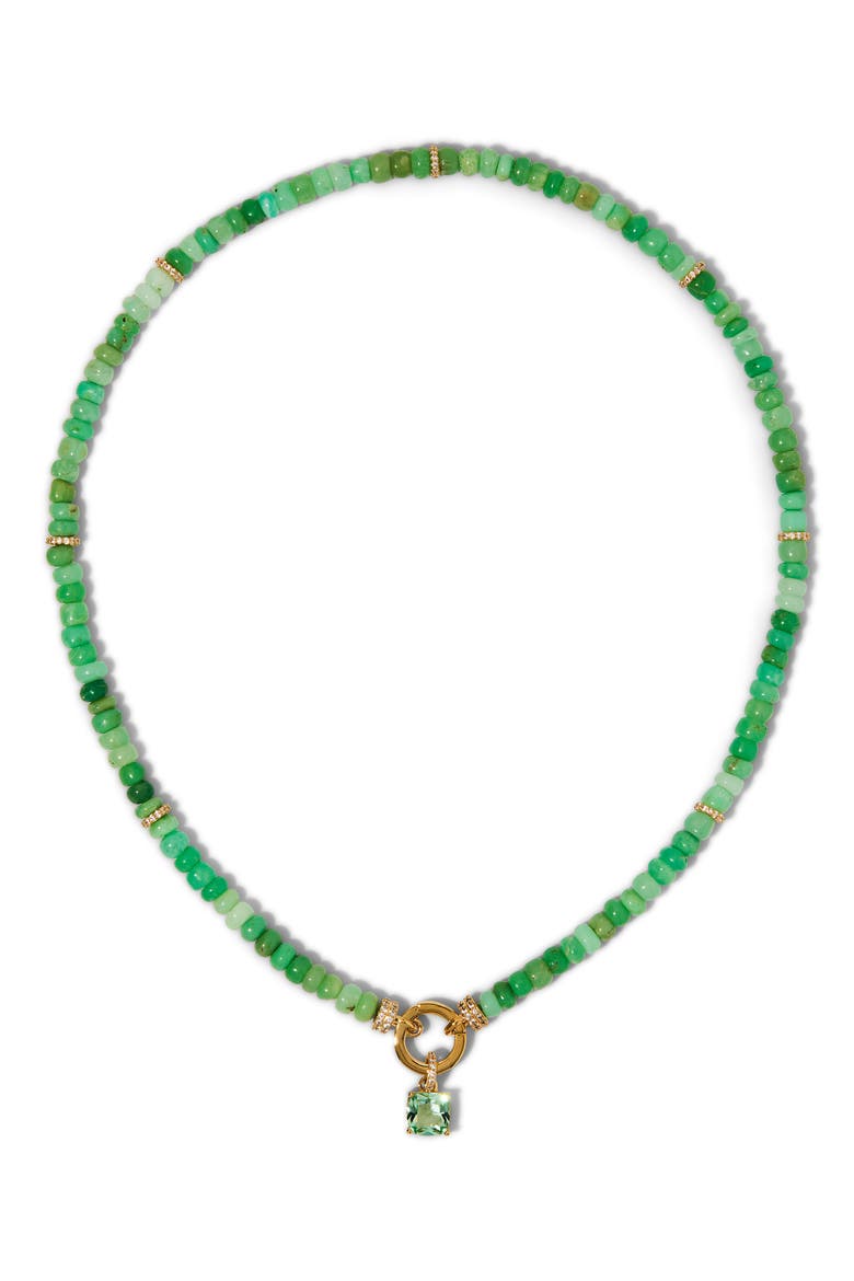 Beads of Paradise Chrysoprase & Cubic Zirconia Necklace, Main, color, GOLD