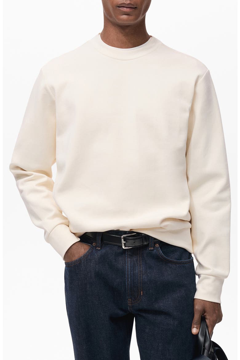 Regular Fit Cotton Blend Crewneck Sweatshirt, Main, color, OFF WHITE