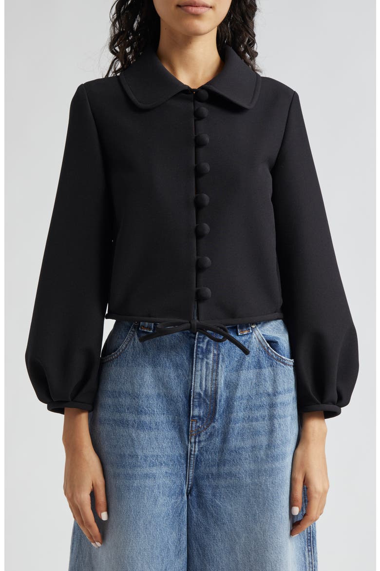 Balloon Sleeve Knit Jacket, Main, color, SOLID BLACK