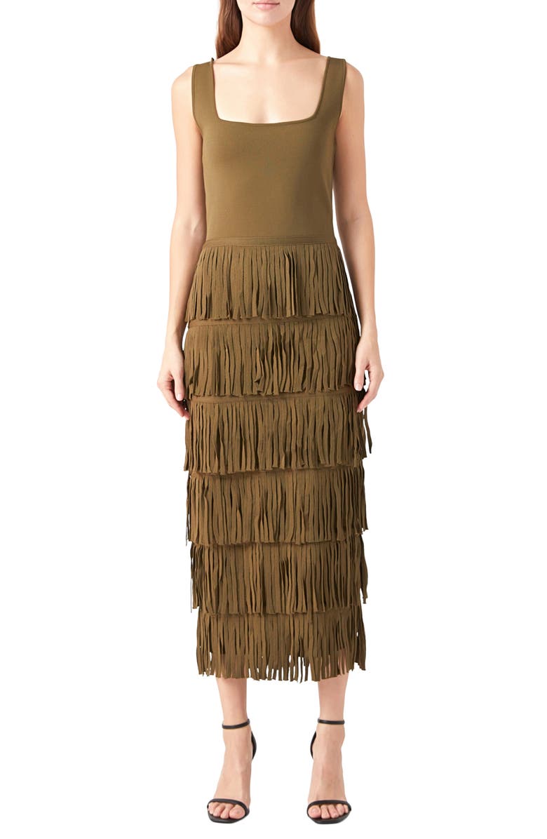 Endless Rose Fringe Midi Sweater Dress, Main, color, 