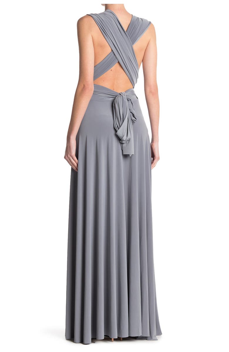 Dessy Collection Convertible Wrap Tie Surplice Jersey Gown, Alternate, color, 