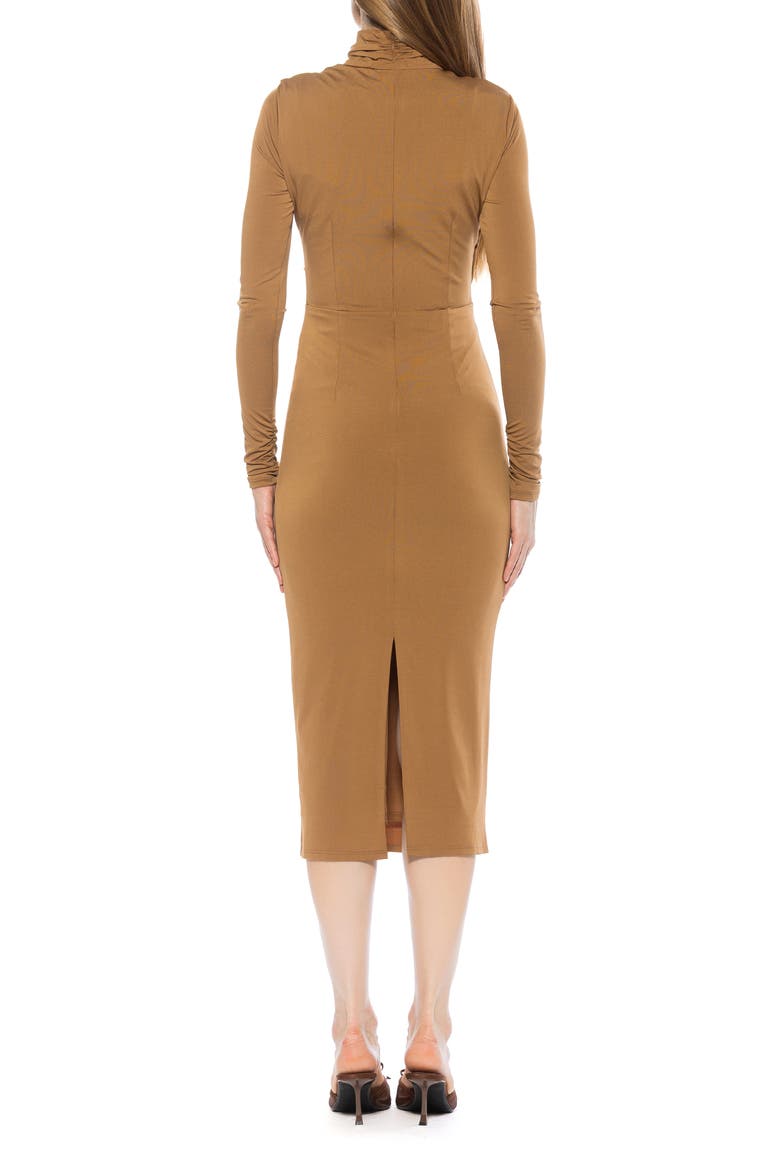 Elio Draped Bodice Midi Sheath Dress, Alternate, color, ALMOND