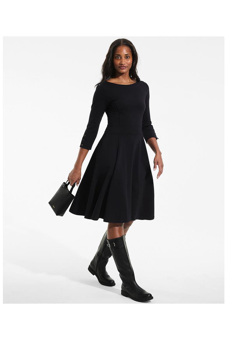 Starfish 3/4 Sleeve Dress, Alternate, color, Black