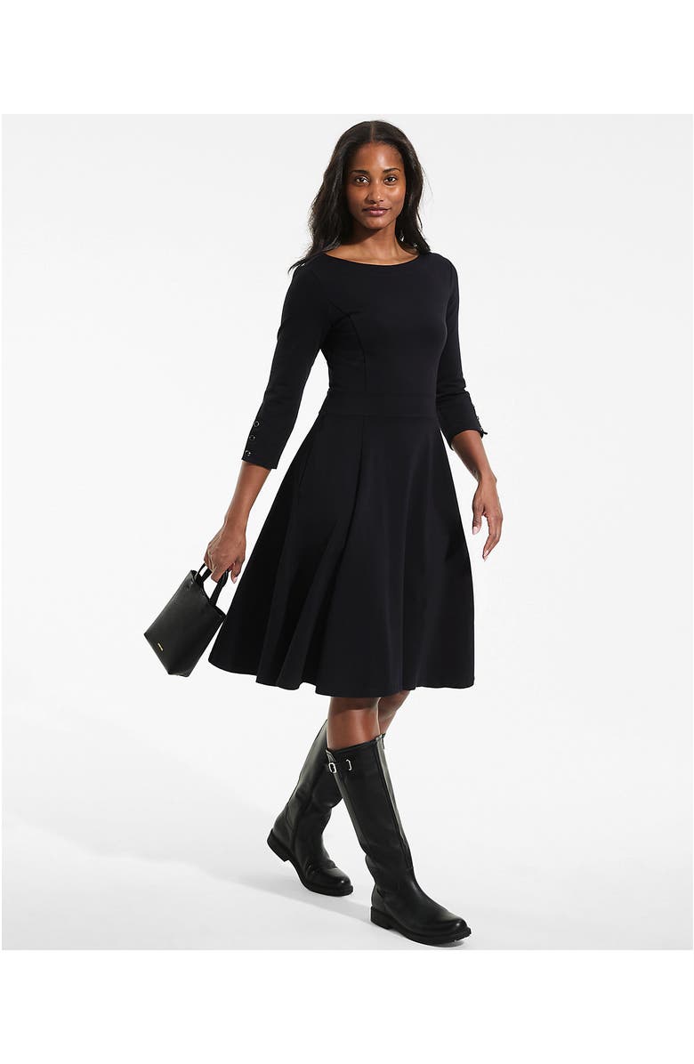 Lands' End Starfish 3/4 Sleeve Dress, Alternate, color, Black