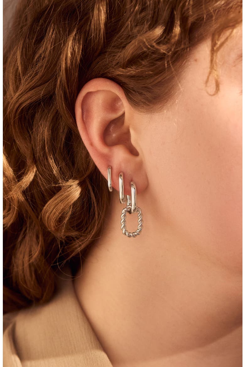 Double Hoop Earrings - Ash Double, Alternate, color, Silver