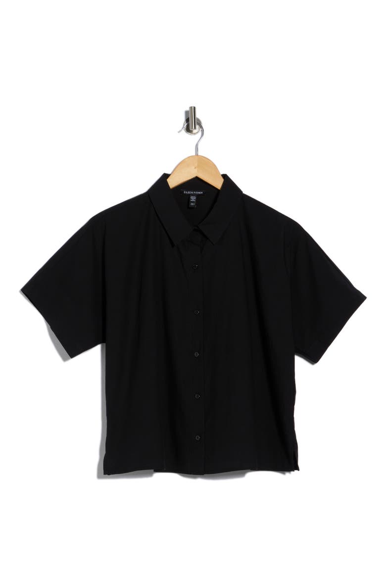 Classic Collared Organic Cotton Shirt, Alternate, color, BLACK