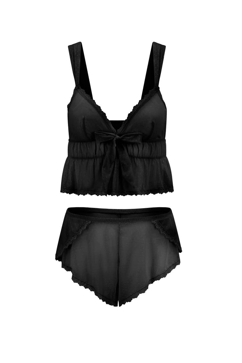 Betty Cami & Shorts Set Lingerie, Alternate, color, Jet Black