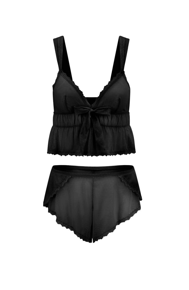 Adore Me Betty Cami & Shorts Set Lingerie, Alternate, color, Jet Black