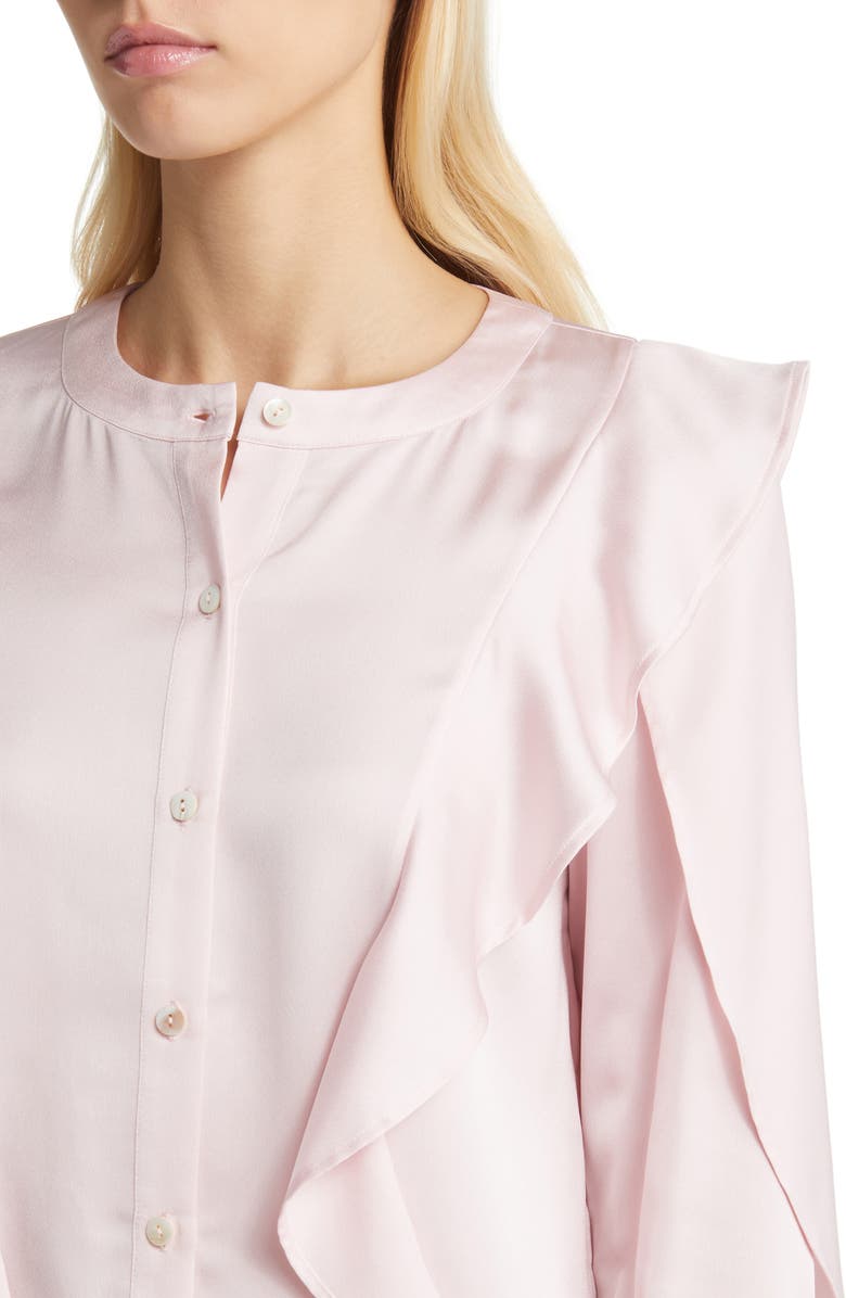 Misook Ruffle Detail Crêpe de Chine Blouse, Alternate, color, Rose Petal