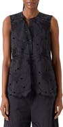 Akris punto Flower Eyelet Sleeveless Cotton Poplin Top