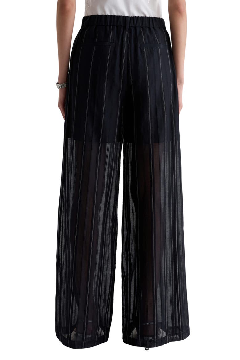 Anna Pinstripe Semisheer Wide Leg Cotton & Silk Pants, Alternate, color, DAY TO NIGHT