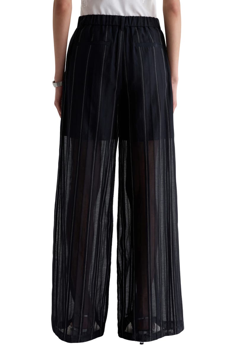 AG Anna Pinstripe Semisheer Wide Leg Cotton & Silk Pants, Alternate, color, Day To Night