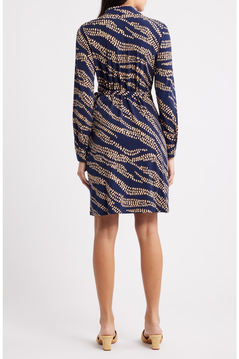 Carmela Zebra Bay Print Long Sleeve Faux Wrap Dress, Alternate, color, CROISSANT