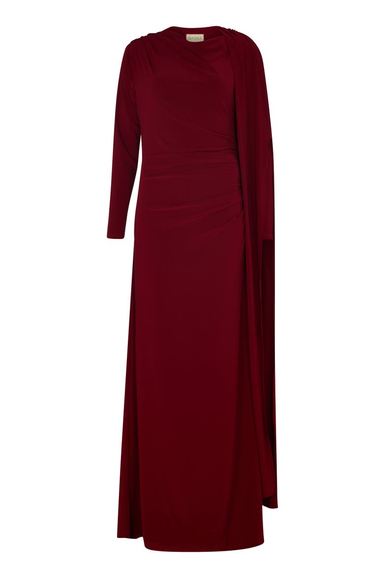 Cape Dress, Alternate, color, Wine